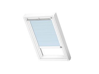 Wabenplissees elektro FMC CK02 1169KWL Gletscherblau, weiße Schiene, Premium