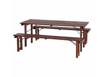 Wallis Garnitur Tisch 180x70cm, komplett zusammenklappbar, dunkelbraun laisert Wallis Garnitur Tisch 180x70cm, komplett zusammenklappbar, dunkelbraun laisert