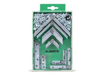 Winkel und Verbindungsbleche, galv. blau verzinkt, verpackt in Sortimentsbox Winkel und Verbindungsbleche, galv. blau verzinkt, verpackt in Sortimentsbox