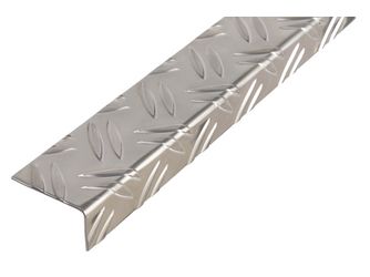 Winkelprofil, Riffel-Prägung, ungleichsch., Alu blank, LxBxH 1000x53,6x29,5mm