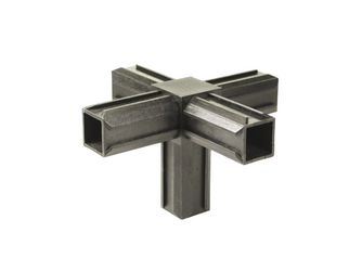 XD-Rohrverbinder Kreuzstück m.1 zus.Abgang, Kunst. schwarz, für 20x20x1,5mm