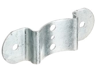 Zaun-Riegelbeschlag, f.Pfosten u.Halbrund- Zaunr.Ø80mm, feuerverzinkt, LxB 40x121mm Zaun-Riegelbeschlag, f.Pfosten u.Halbrund- Zaunr.Ø80mm, feuerverzinkt, LxB 40x121mm