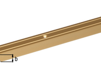 Ausgleichsprofil, gebohrt, Alu gold elox., LxBxHxS 900x30x4x2,0mm Ausgleichsprofil, gebohrt, Alu gold elox., LxBxHxS 900x30x4x2,0mm