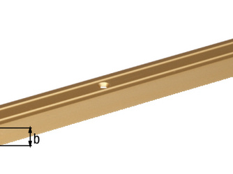 Ausgleichsprofil, gebohrt, Alu gold elox., LxBxHxS 900x39x8x2,0mm Ausgleichsprofil, gebohrt, Alu gold elox., LxBxHxS 900x39x8x2,0mm