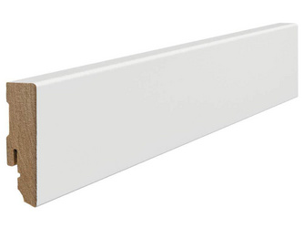 Stecksockelleiste 16x58mm 2,2m Cube MDF weiß (Grundierfolie) Stecksockelleiste 16x58mm 2,2m Cube MDF weiß (Grundierfolie)