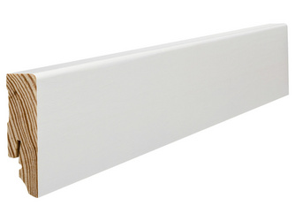 Stecksockelleiste 16x58mm 2,2m Cube weiß lackiert (Holzstruktur Oberf.) Stecksockelleiste 16x58mm 2,2m Cube weiß lackiert (Holzstruktur Oberf.)