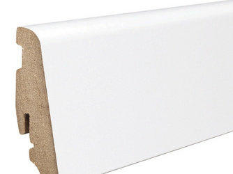 Stecksockelleiste 19x58mm 2,2m MDF Dekor weiß (Grundierfolie) Stecksockelleiste 19x58mm 2,2m MDF Dekor weiß (Grundierfolie)