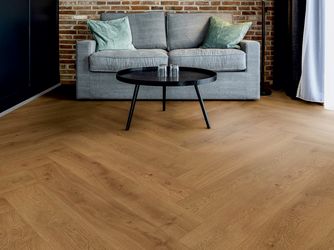 Parkett Eiche Fünen Fischgrät Nougat natur-geölt ausgeglichen - Herringbone Collection