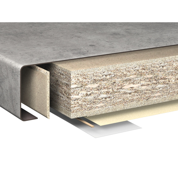 Postforming Arbeitsplatten E1E05 TSCA, Schwarz U999 ST78, 4100x600x38mm