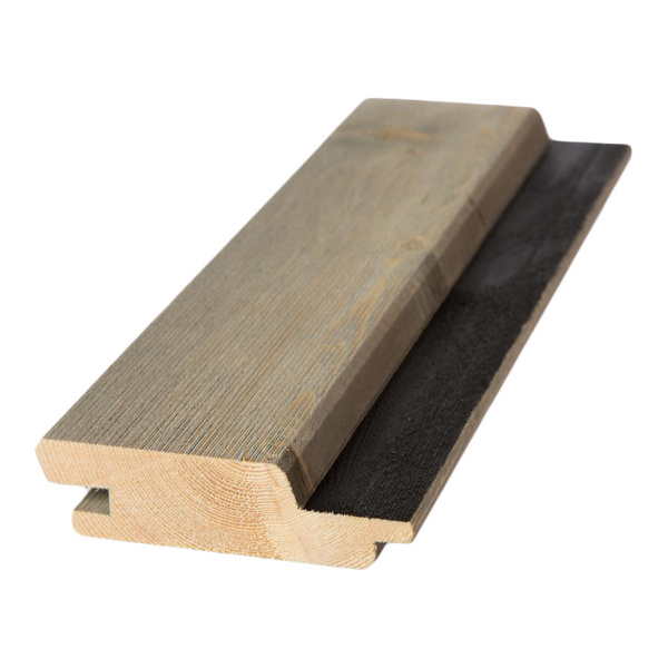 Blackline Fassadenprofil Nut & Feder nord. Fichte, mikrogeraute Oberfläche mit Vergrauungslasur Koralan® Nordic Basalt behandelt, schwarze Feder - 26 x 96 mm