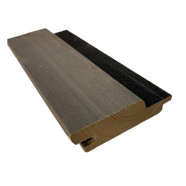 Blackline Fassadenprofil Nut & Feder sib. Lärche, mikrogeraute Oberfläche mit Vergrauungslasur Koralan® Sibiric Granit behandelt, schwarze Feder - 26 x 96 mm