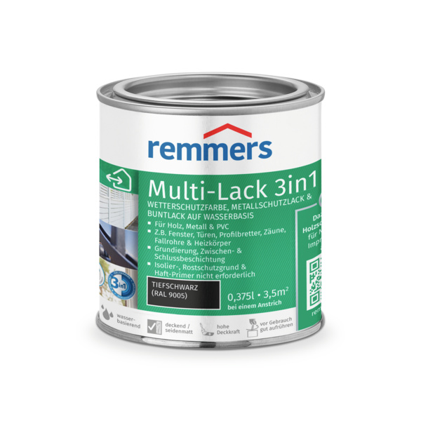 Multi-Lack 3in1 tiefschwarz (RAL 9005), 0,375l