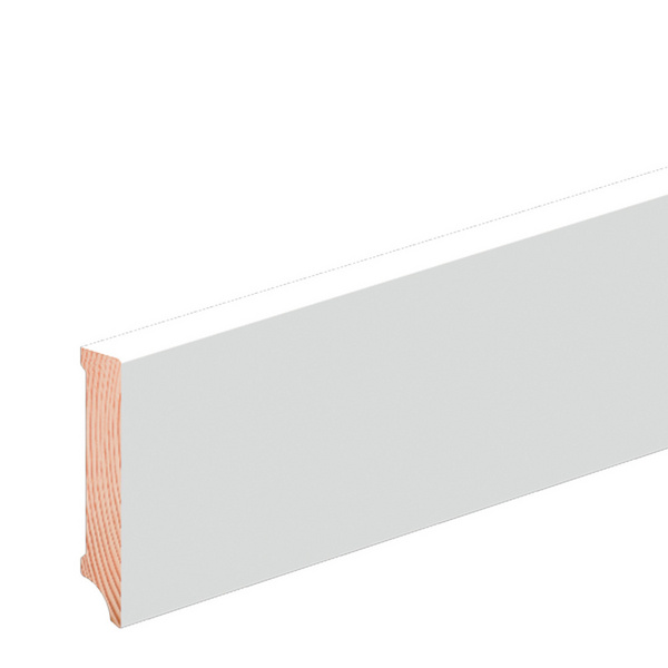 Sockelleiste 12x60mm 2,4m o.Fräsung weiß stark foliert RAL9016