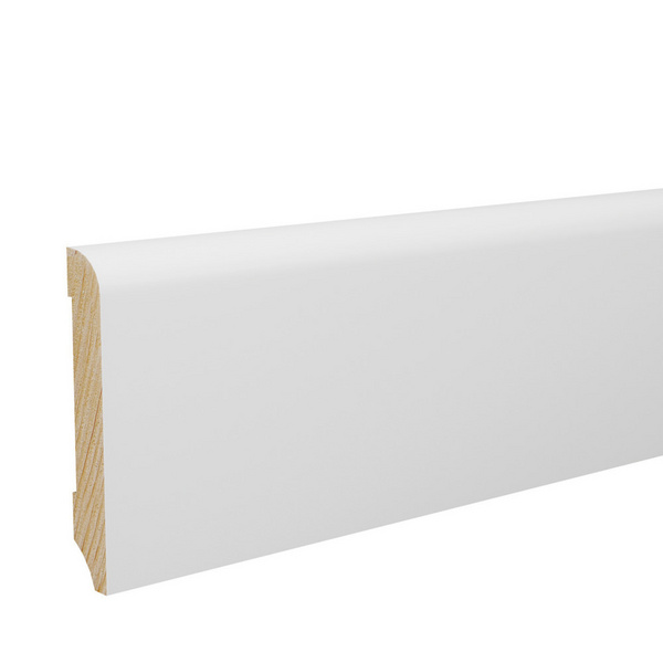 Sockelleiste 10x70mm 2,4m o.Fräsung weiß stark foliert RAL9016 Nässeschutz