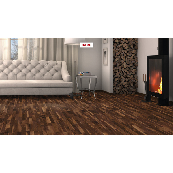 Parkett Amerikanischer Nussbaum Favorit 3-Stab Schiffsboden permaDur lackiert - Serie 4000