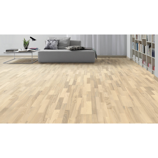 Parkett Esche 3-Stab Schiffsboden lichtweiß lackiert Favorit - Serie 4000