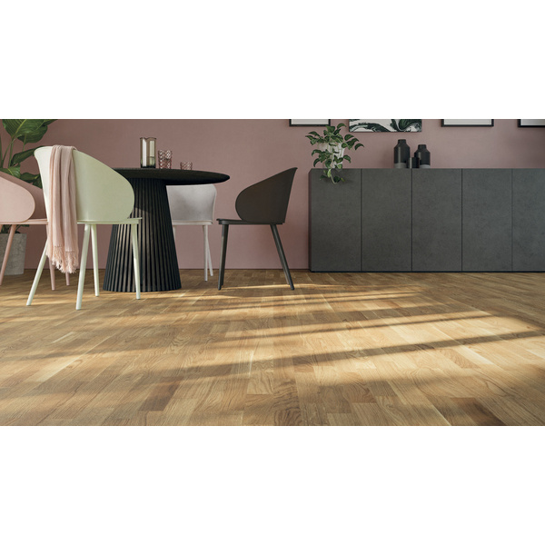 Parkett Eiche 3-Stab Schiffsboden lackiert Lebendig - Serie 2500