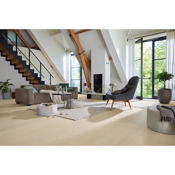 Lindura Furnierboden Eiche natur perlweiß Landhausdiele lackiert - HD 400