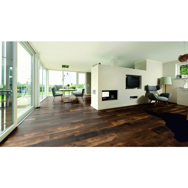 Musterstück Laminatboden Eiche bordeauxbraun Landhausdiele - Classic Line