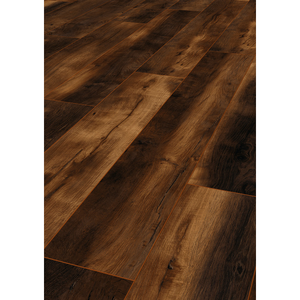 Musterstück Laminatboden Eiche bordeauxbraun Landhausdiele - Classic Line