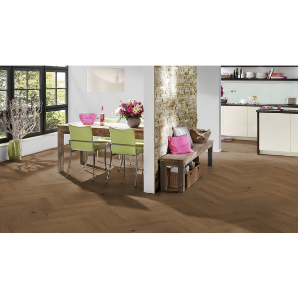 Hywood Hybridboden Eiche Yasuni Fischgrät natur-geölt lebhaft - Herringbone Collection