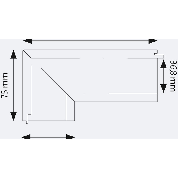 Stufenprofil 1E LG für Vinyl, 1x eingeschlagen, links geschlossen 1010x142x75mm