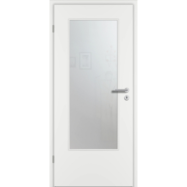 Zimmertür CPL Weißlack ähnlich RAL 9016 glatt DIN-LA Float satiniert Vollspan KK1 "STANDARD"