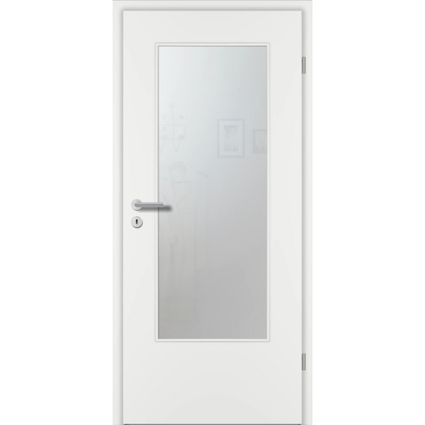 Zimmertür CPL Weißlack ähnlich RAL 9016 glatt DIN-LA Float klar Vollspan KK1 "STANDARD"