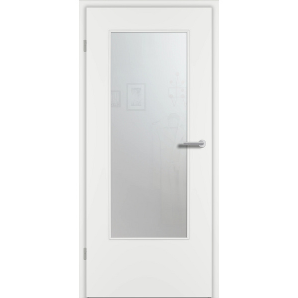 Zimmertür CPL Weißlack ähnlich RAL 9016 glatt DIN-LA Float satiniert Vollspan KK1 "STANDARD"