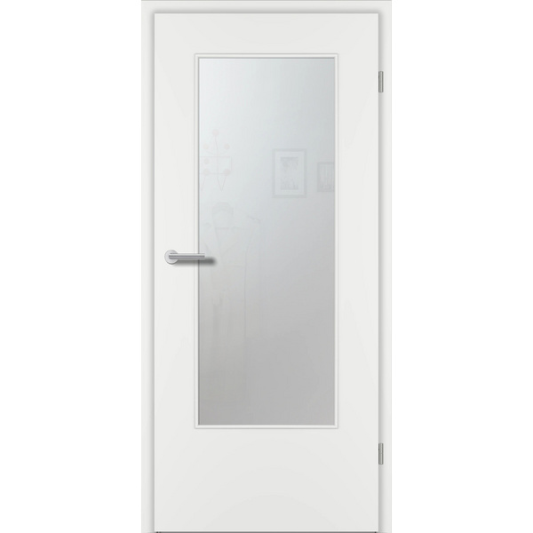 Zimmertür CPL Weißlack ähnlich RAL 9016 glatt DIN-LA Float satiniert Vollspan KK1 "STANDARD"