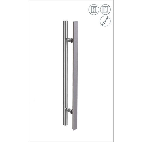 Stangengriff rund Flachgriff rückseitig, Paar zum Kleben, Länge 220mm, Edelstahl matt