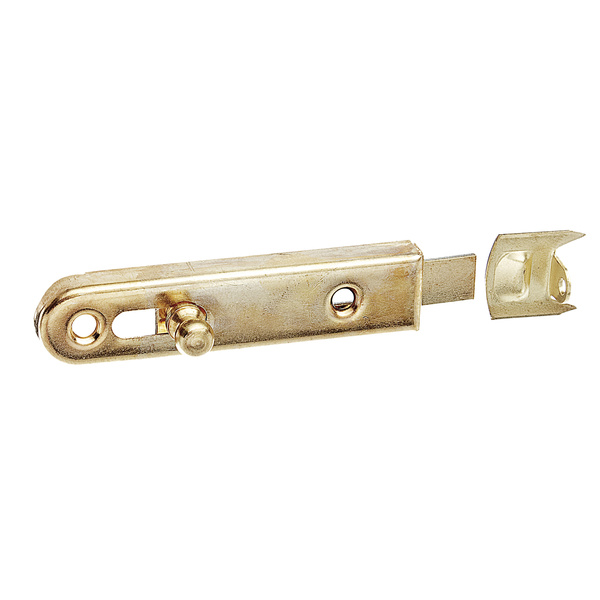 Möbelriegel, gerade, mit Anschlagwinkel, vermessingt, LxB 70x16mm