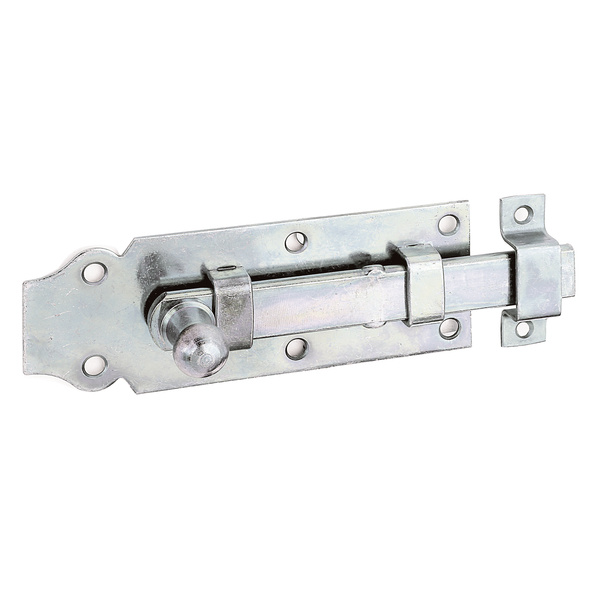 Türriegel, mit Knopf, gerade, mit Schlaufe, disp., Platte LxB120x44mm