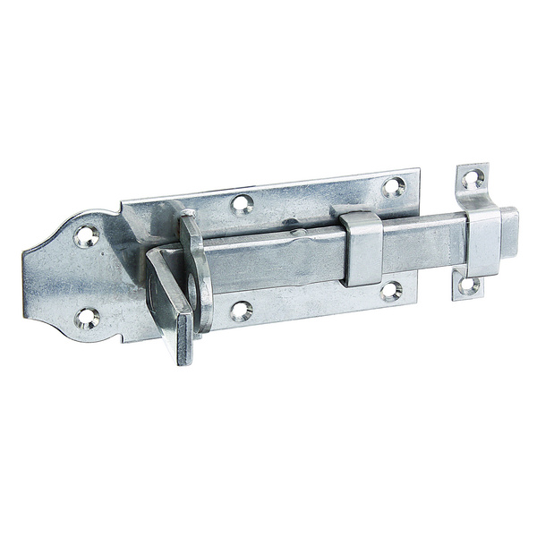 Schlossriegel, m.flachem Griff, gerade, m.Schlaufe, Edelstahl, Platte LxB120x45mm