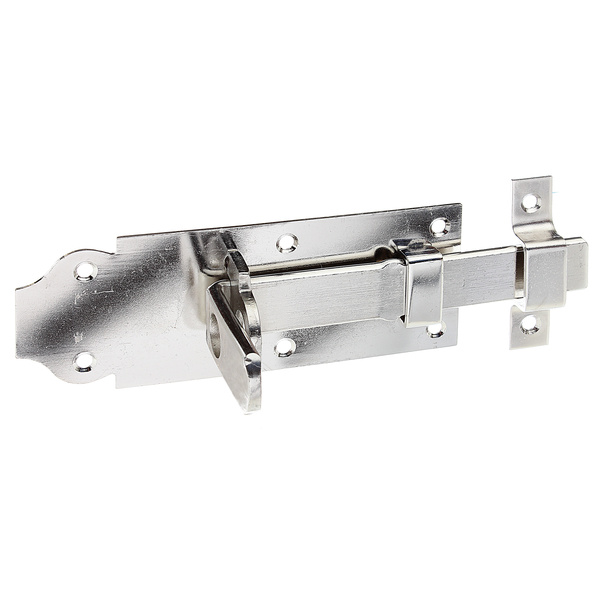 Schlossriegel, m.flachem Griff, gerade, m.Schlaufe, Edelstahl, Platte LxB140x52mm