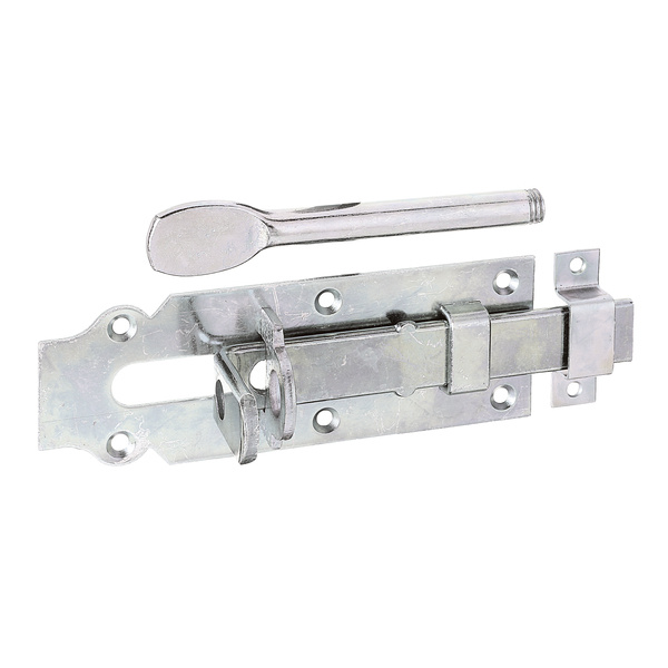 Stalltür-Schlossriegel, m.flachem Griff, m.Schlaufe, disp., Platte LxB 160x56mm