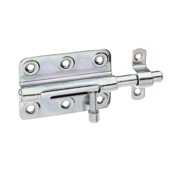 Bolzenriegel, mit befestigter Schlaufe, disp., Platte LxB 80x59mm, Ges.-L125mm