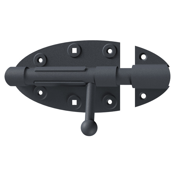 Bolzenriegel Ovado, verz., graphitgrau beschichtet, Platte 112x72mm