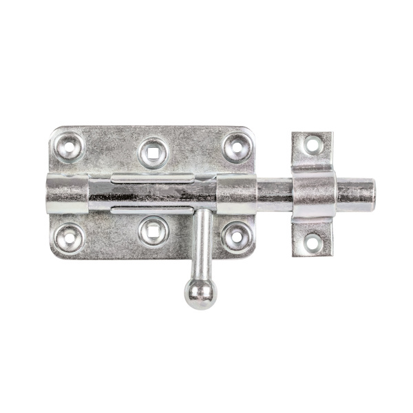 Bolzen-Schlossriegel, m.befest.Schlaufe, disp., Platte LxB 99x68mm, Ges.-L140mm