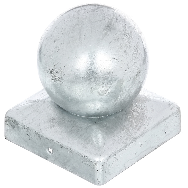 Pfostenkappe, für Holzpfosten, mit Kugel, feuerverzinkt, LxB 90x90mm, Kugel Ø80mm