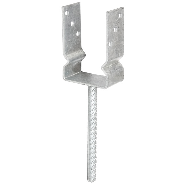 U-Pfostenträger/Betonanker Riffelstahl, fvz, zEinbet., BxH 91x150mm, L Anker 200mm