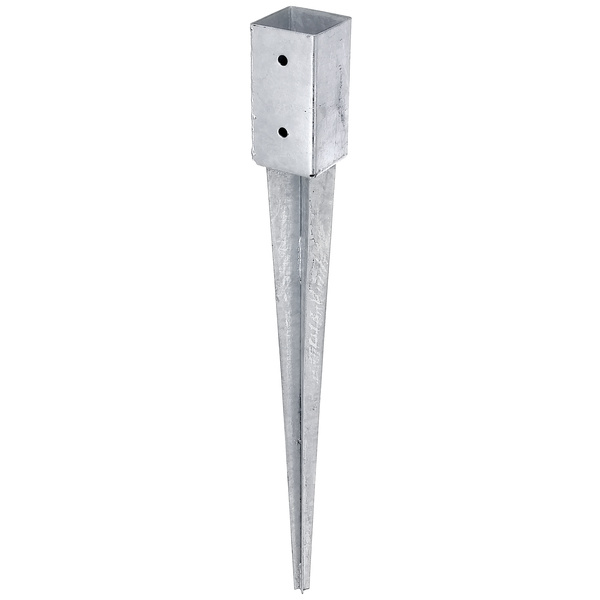 Einschlag-Bodenhülse, für Vierkantholzpfosten, feuerverzinkt, 71x71/750mm