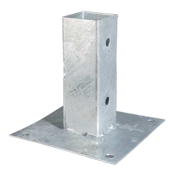 Aufschraubhülse für Vierkantholzpfosten, feuerverzinkt, 71mm, Platte 150x150mm