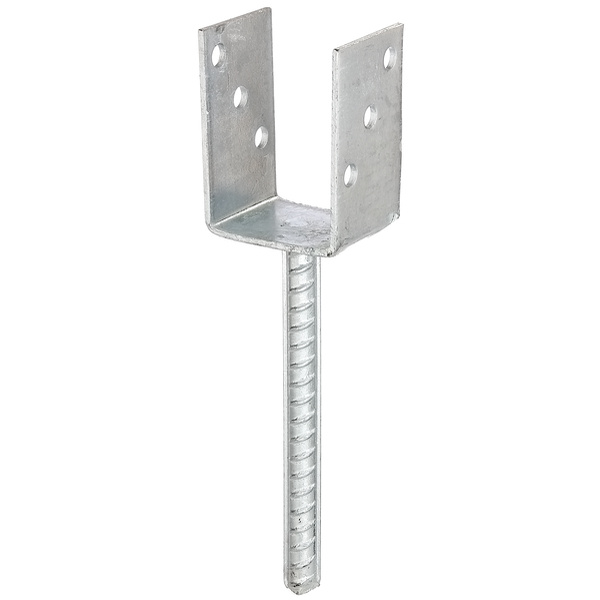 U-Pfostenträger/Betonanker Riffelstahl, fvz, zEinbet., BxH 71x104mm, L Anker 200mm