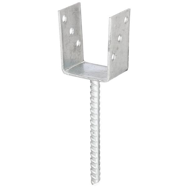 U-Pfostenträger/Betonanker Riffelstahl, fvz, zEinbet., BxH 91x104mm, L Anker 200mm