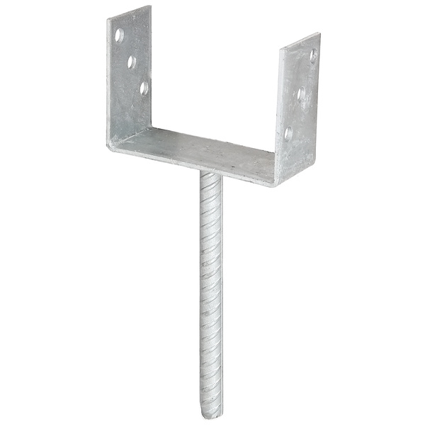 U-Pfostenträger/Betonanker Riffelstahl, fvz, zEinbet., BxH 141x104mm, L Anker 200mm