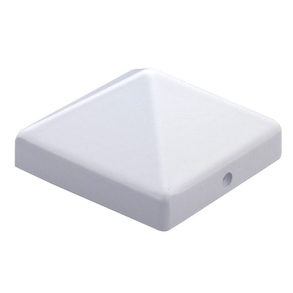 Pfostenkappe, für Holzpfosten, hoch, Aluguss, weiß kunststoffbeschichtet , LxB 111x111mm