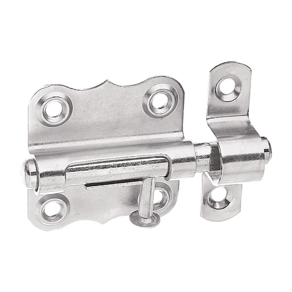 Grendelriegel, m.Knopf, o.Feder, m.Schlaufe, Edelstahl, LxB39x38mm