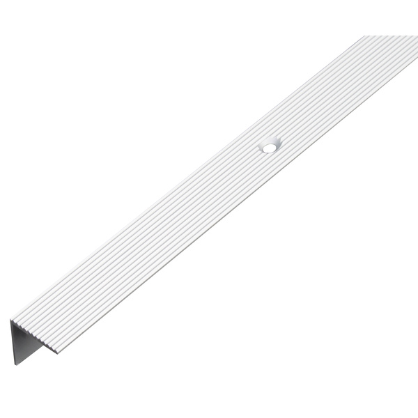 Treppenkanten-Schutzprofil, fein geriffelt, Alu silber elox., LxBxHxS 1000x20x20x1,8mm