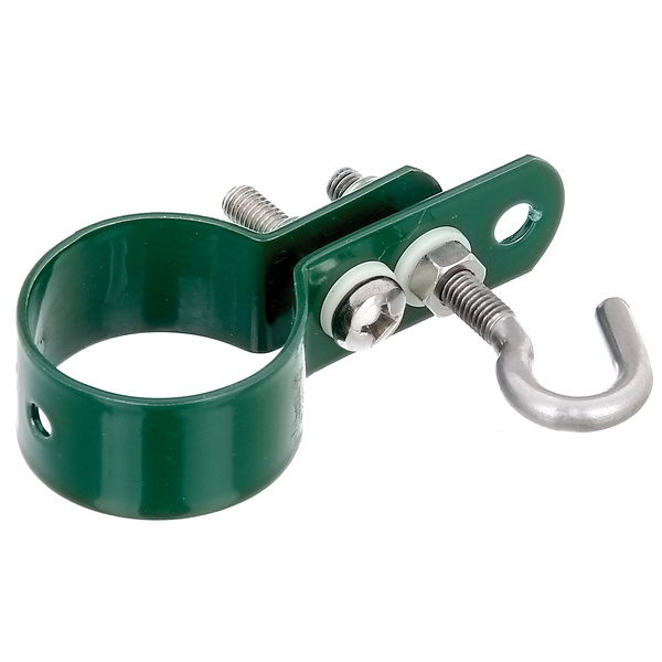 Schelle, Befestigung v. Geflechtspannstäben an Pfosten, verzinkt, grün Kst.b., Ø38mm